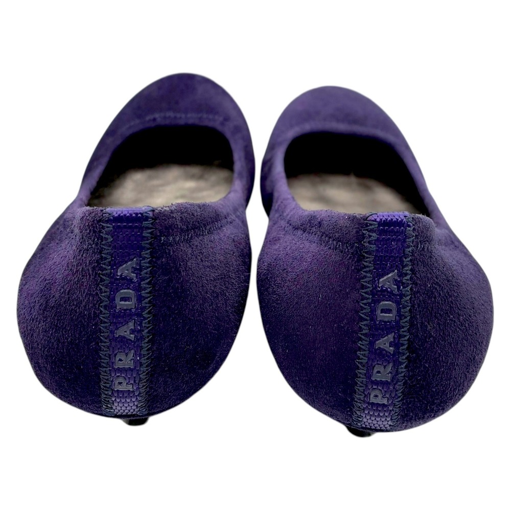 Prada Dark Purple Suede Low Heel‎ Pumps Round Toe Size 36 Made in Italy - Picture 3 of 7
